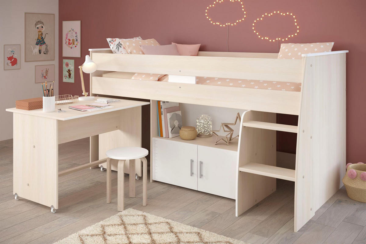 HOCHBETT Parisot Charly 4 90x200 Holznachbildung Akazie/Weiß - Weiß/Akaziefarben, Kunststoff (90/200cm) - 58aufmkessel