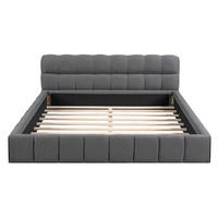 POLSTERBETT 140/190 cm mit gepolstertem Kopfteil, eingebettetem Matratzendesign und Lattenrost, Grau - Grau, Textil (140/190cm) - Redom