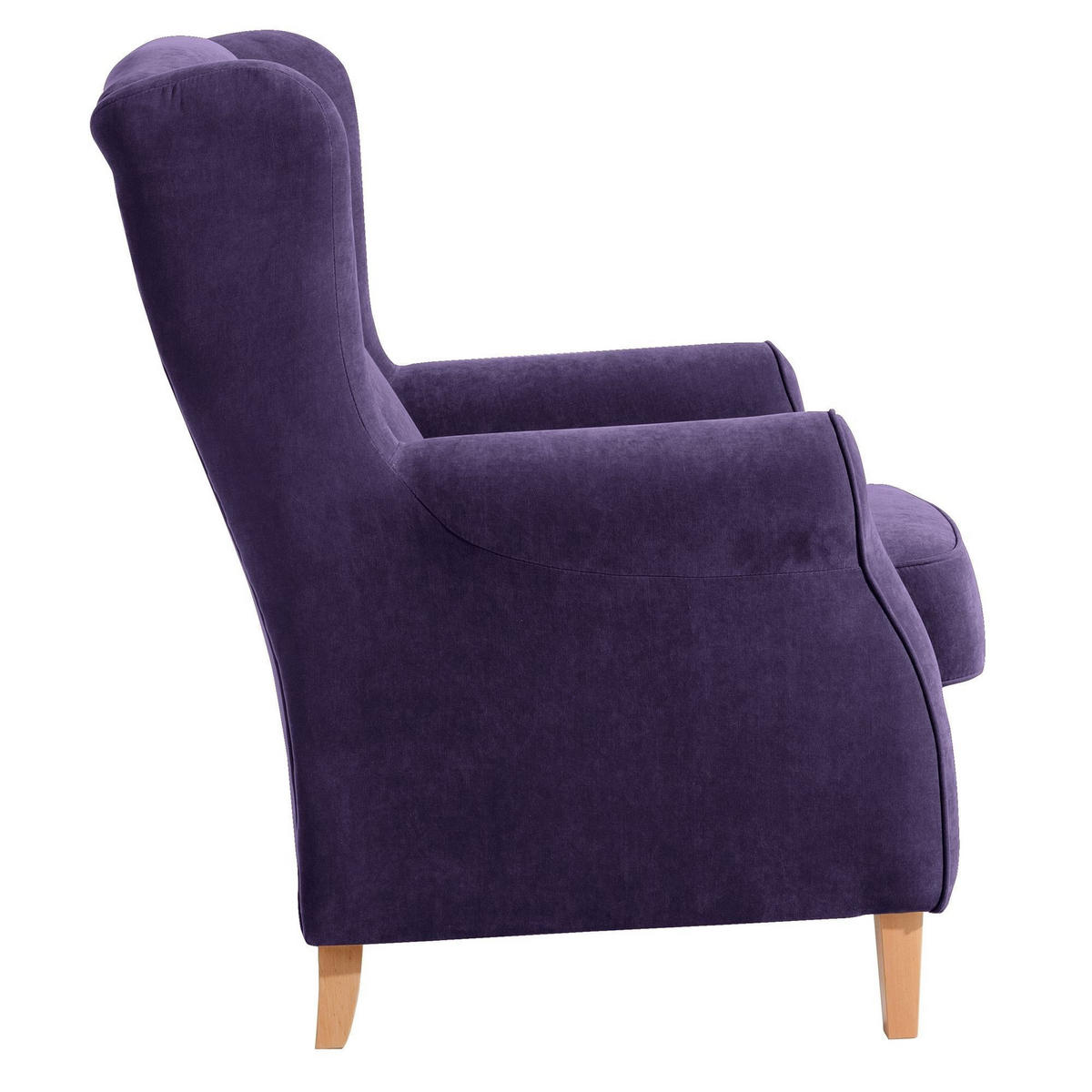 OHRENSESSEL Karlen Bezug Veloursstoff Buche natur / violett - Violett/Buchefarben, Kunststoff (86/103/77cm) - 58aufmkessel