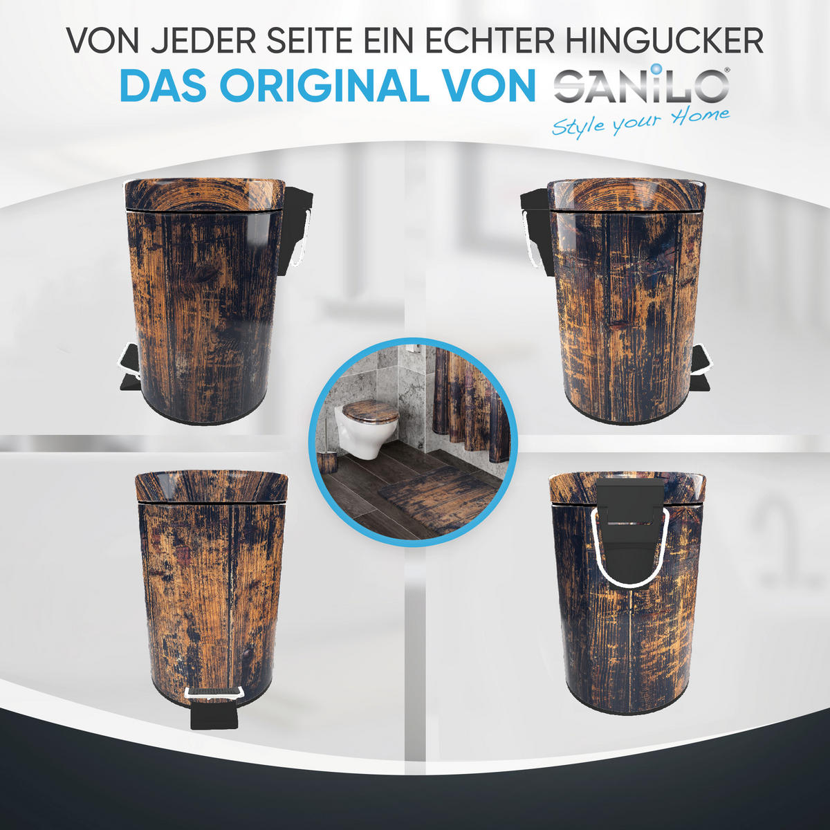 KOSMETIKEIMER Vintage - Schwarz/Braun, Kunststoff/Metall (17/25/25cm) - Sanilo