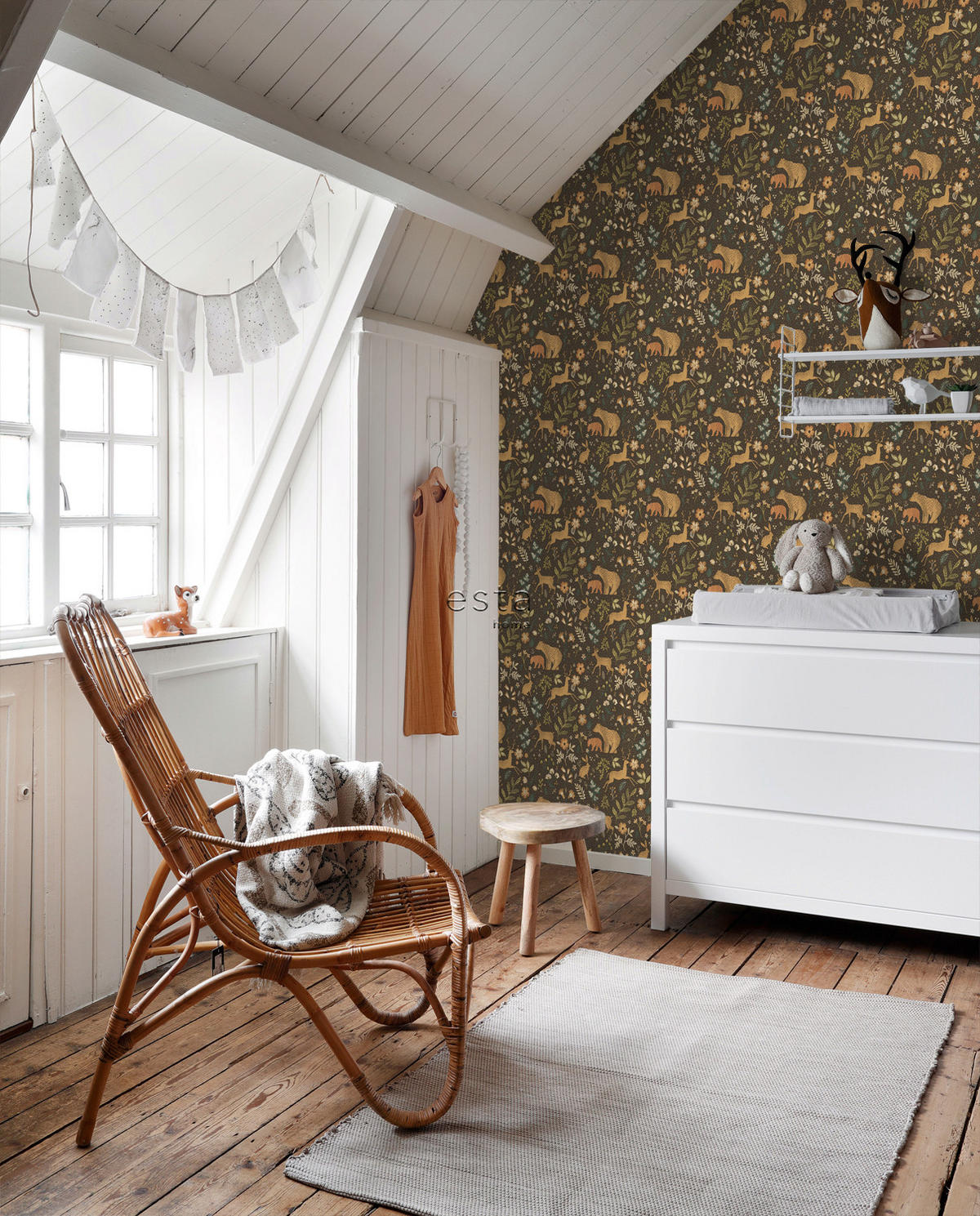 TAPETE Wald mit Waldtieren 53 cm x 10.05 m - Braun, Papier (53/0.1cm) - ESTAhome
