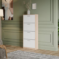 SCHUHKIPPER Gizmo Sonoma/Weiß 59 x 137 cm mit 4 Fächern - Weiß/Sonoma Eiche, Holzwerkstoff (59/137/22cm) - Vicco