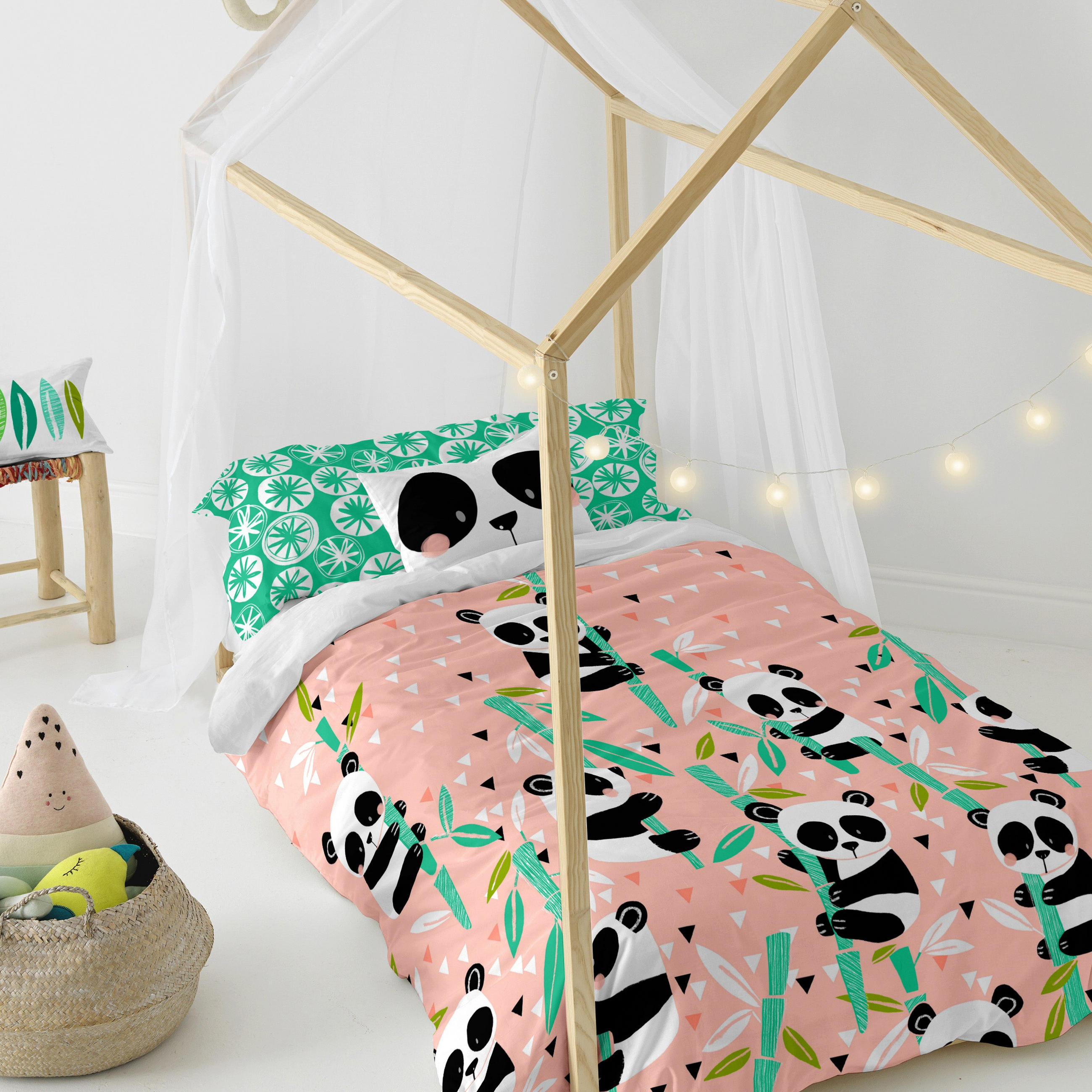 BETTBEZUG 2er-Set teiliges panda garden 180x220 cm (komfortgrösse) rosa - Pink, Textil (180/220cm) - Happy Friday