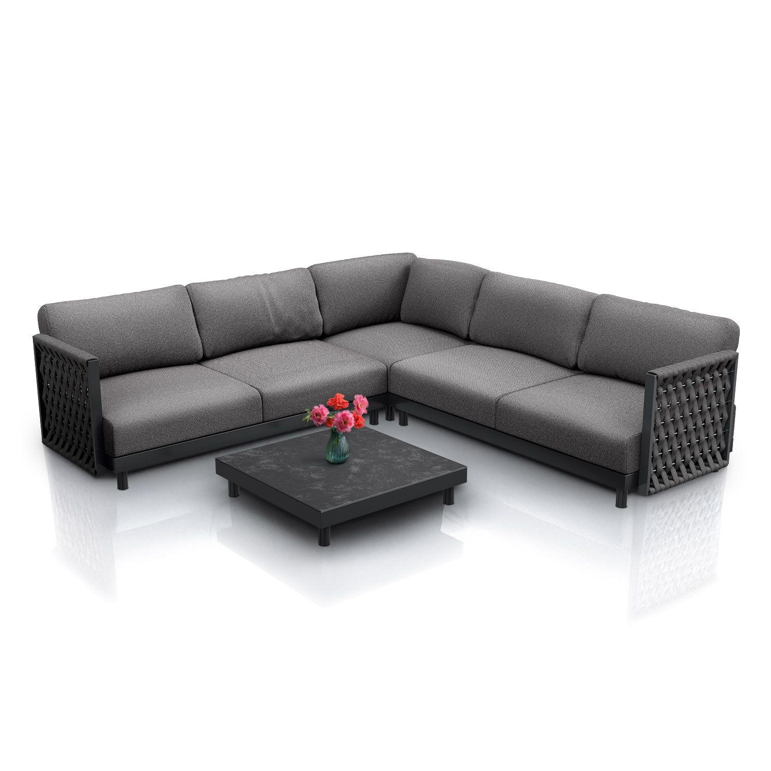 LOUNGEGARNITUR Port Royale Anthrazit - Anthrazit, Metall - Juskys