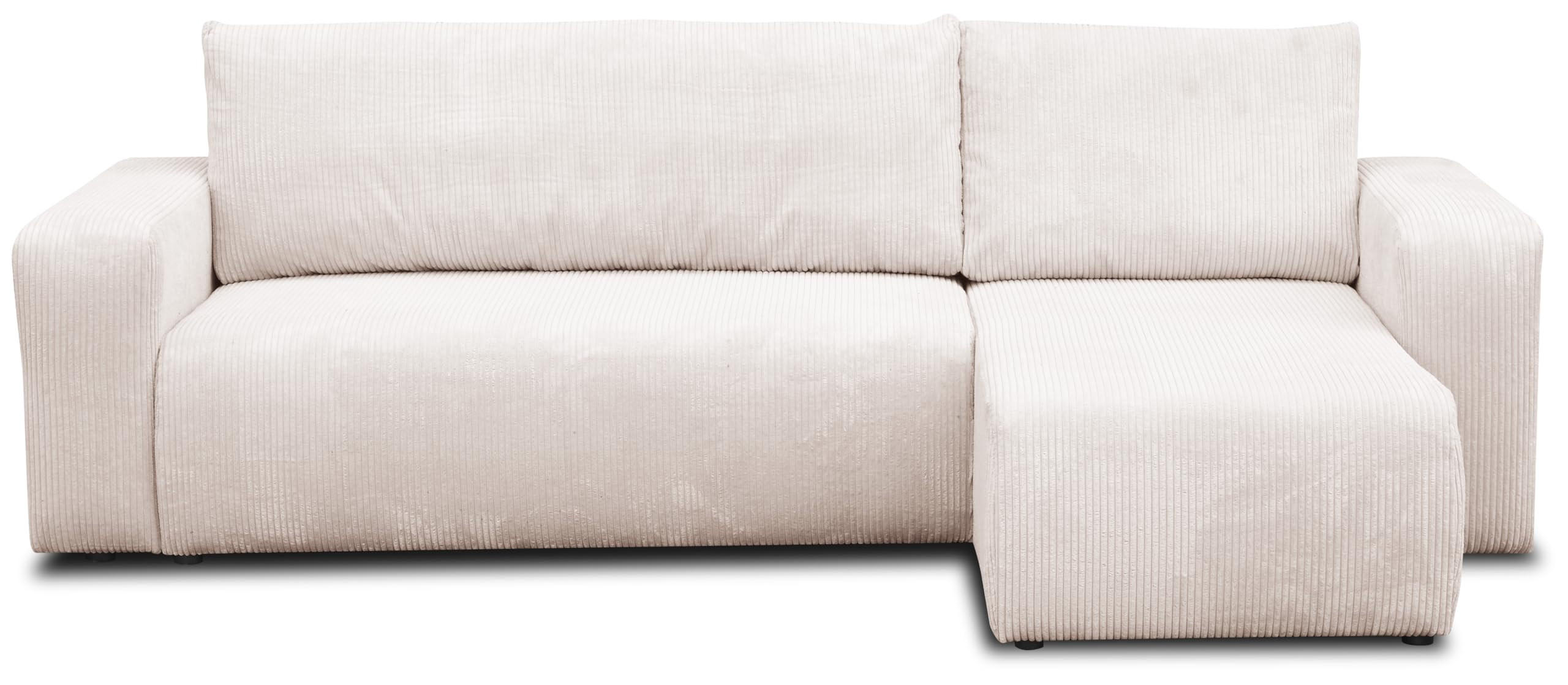 ECKSOFA LUNA mit Schlaffunktion und Bettkasten Cord-Stofff (Beige) - Beige, Textil (244/142cm) - VENASI MÖBEL
