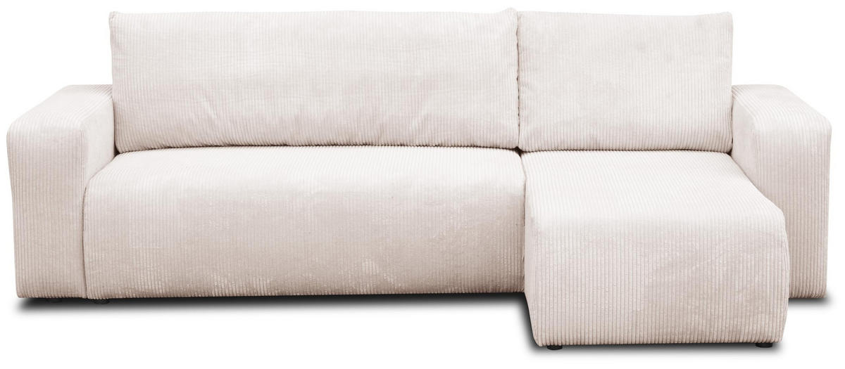 ECKSOFA LUNA mit Schlaffunktion und Bettkasten Cord-Stofff (Beige) - Beige, Textil (244/142cm) - VENASI MÖBEL