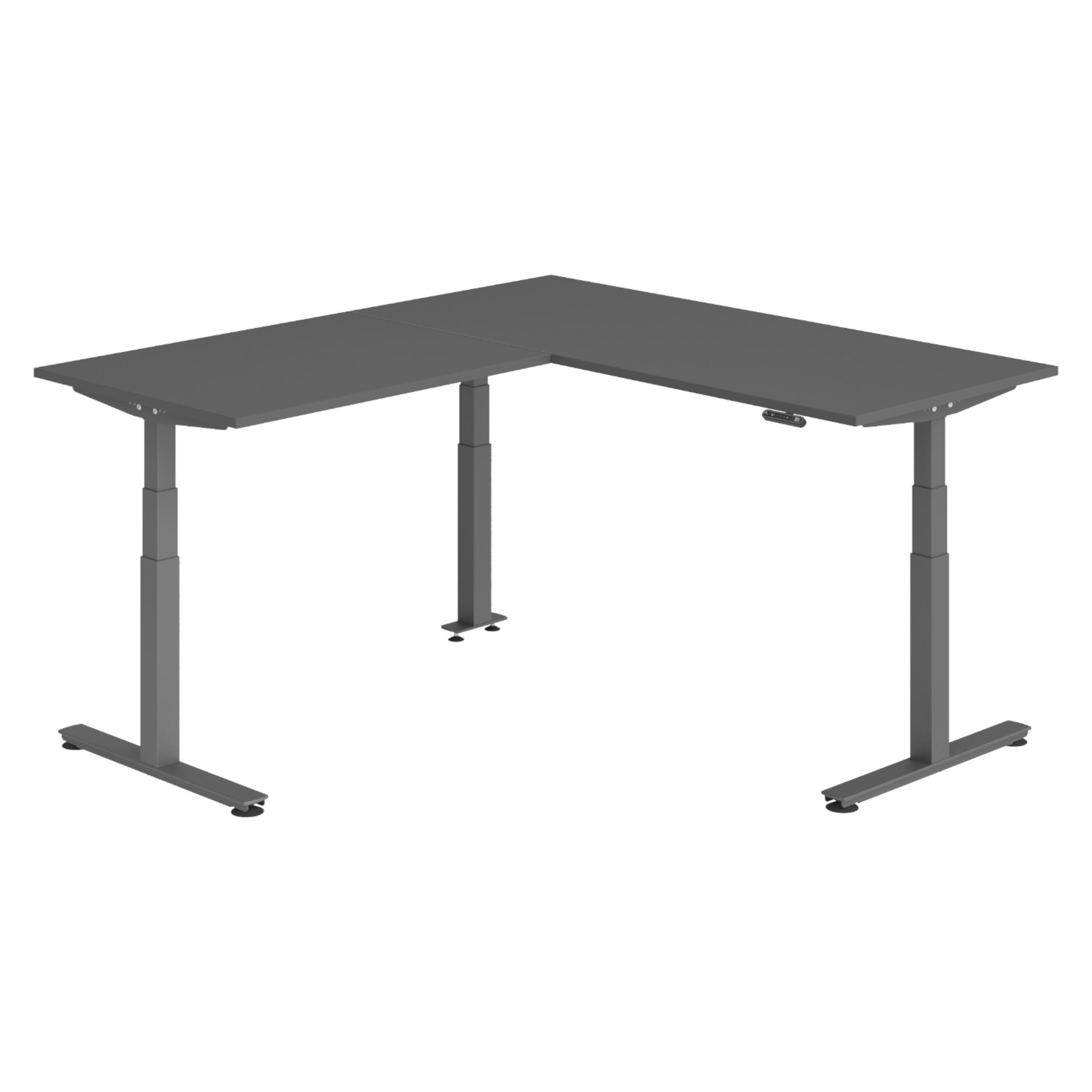 bümö Eckschreibtisch Graphit, Graphit 180x74x200 cm