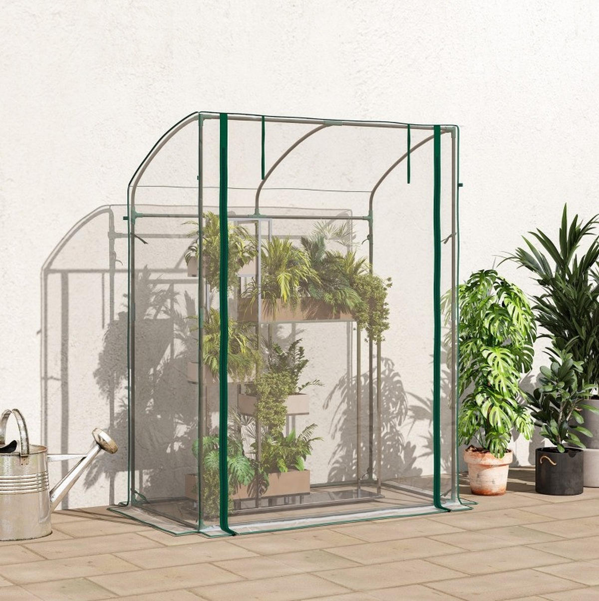 GEWÄCHSHAUS aus Kunststoff 128x70x170 cm Transparent mit Reißverschlusstür - Transparent, Kunststoff (70/170/128cm) - Modfu