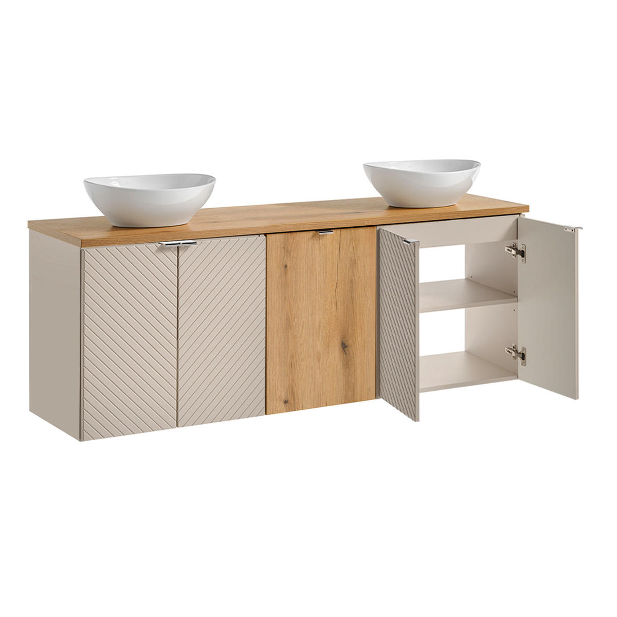 DOPPELWASCHTISCH 160cm Manoa Kaschmir - Holz - Beige, Holzwerkstoff (160/59/40cm) - Petits-meubles