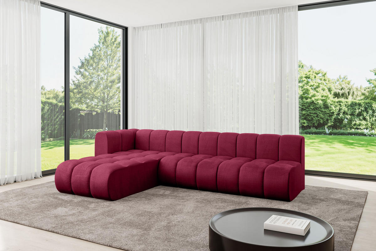 ECKSOFA modulares Sofa Darnel-L2 - 296x177x70 cm Bordeauxrot - Bordeaux, Holzwerkstoff/Textil (296/177cm) - ALTDECOR