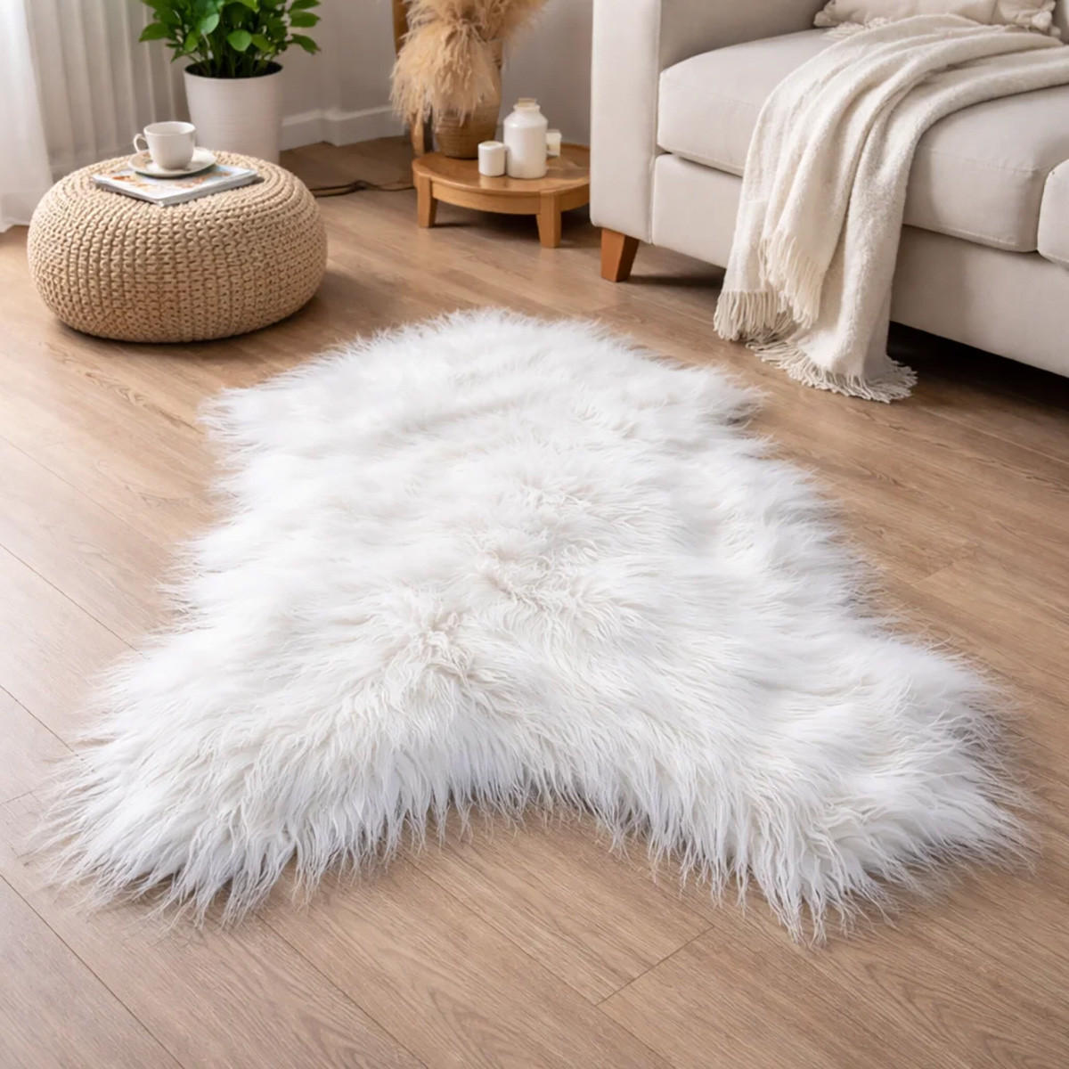 SCHAFFELL Langhaar skandinavisch weich chromfrei Naturweiß ca. 125 cm - Weiß, Fell (70/125cm) - Provellus