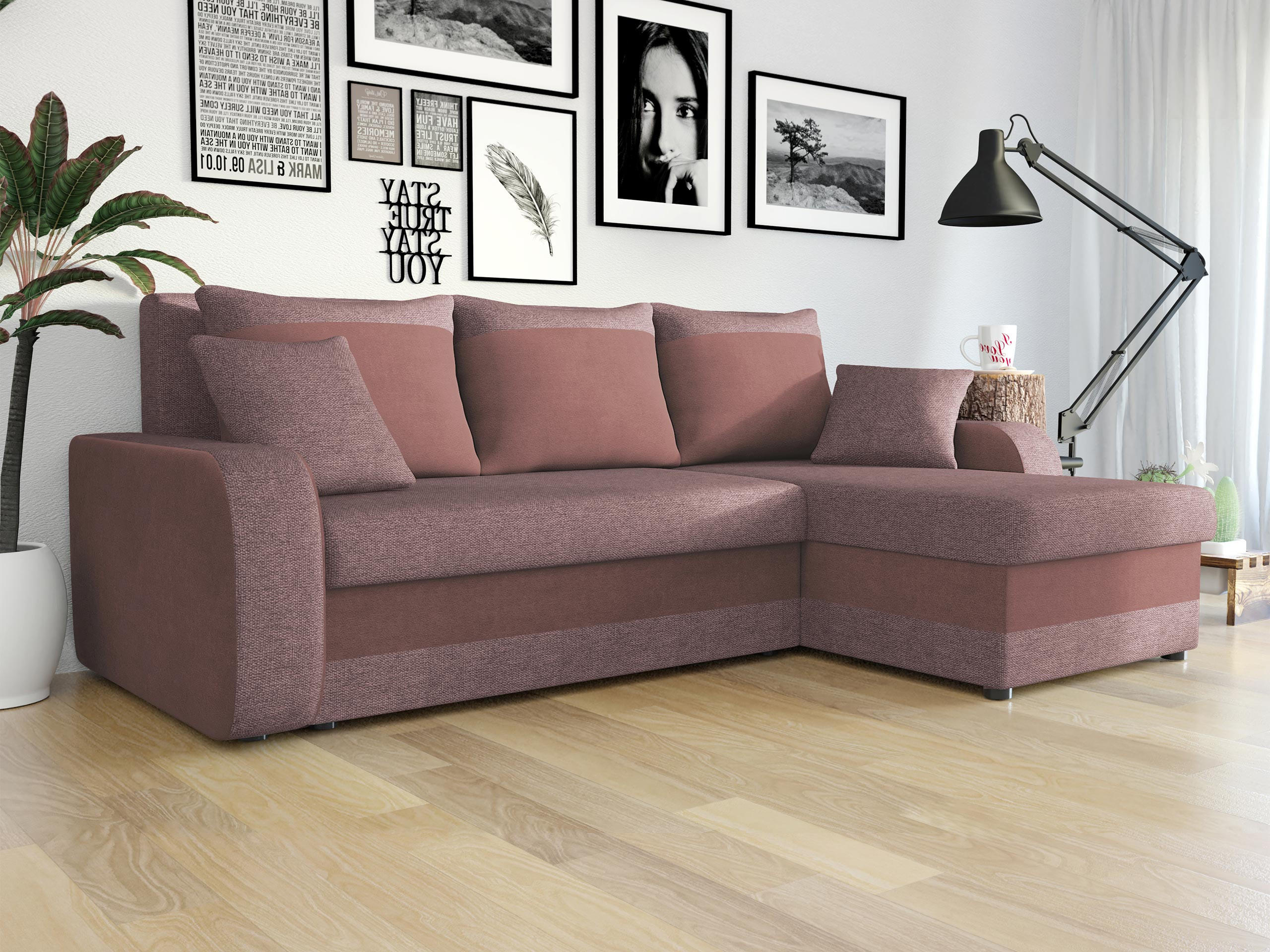 Thumbnail - Mirjan24 Ecksofa, Dunkelrosa, Textil, 5-Sitzer, einzeln stellbar, L-Form,L-Form, 238x147 cm, Wohnzimmer, Sofas & Couches...