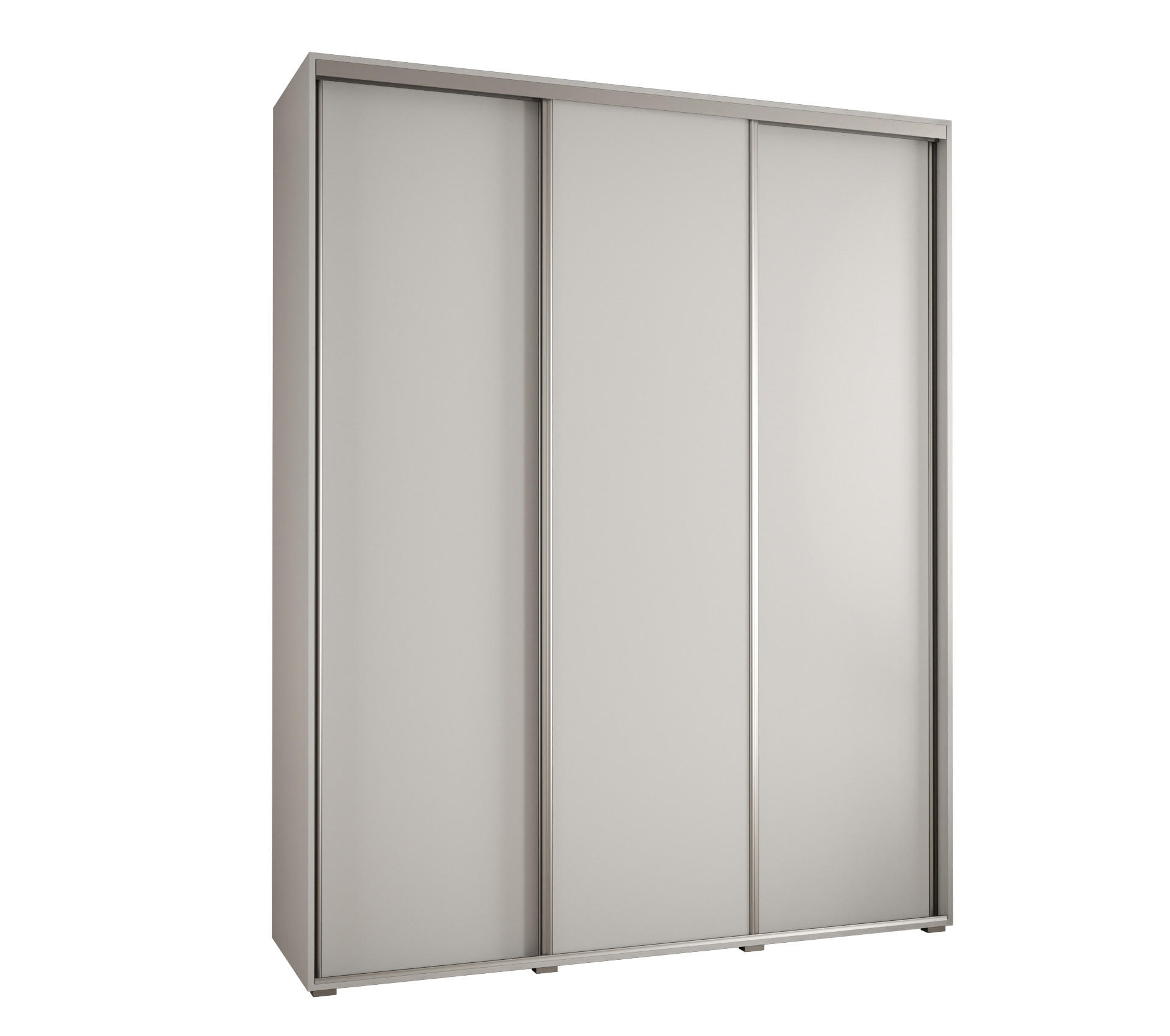 Abiks Möbel Schwebetürenschrank Weiß, Weiß, Silber 200x235x45 cm