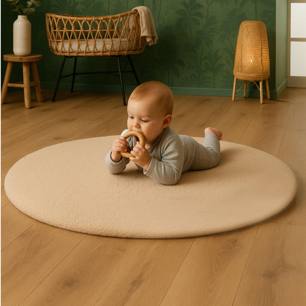KRABBELDECKE Kinderteppich Teddy 2 in 1 - Beige, Textil (100/100cm) - nordic coast company