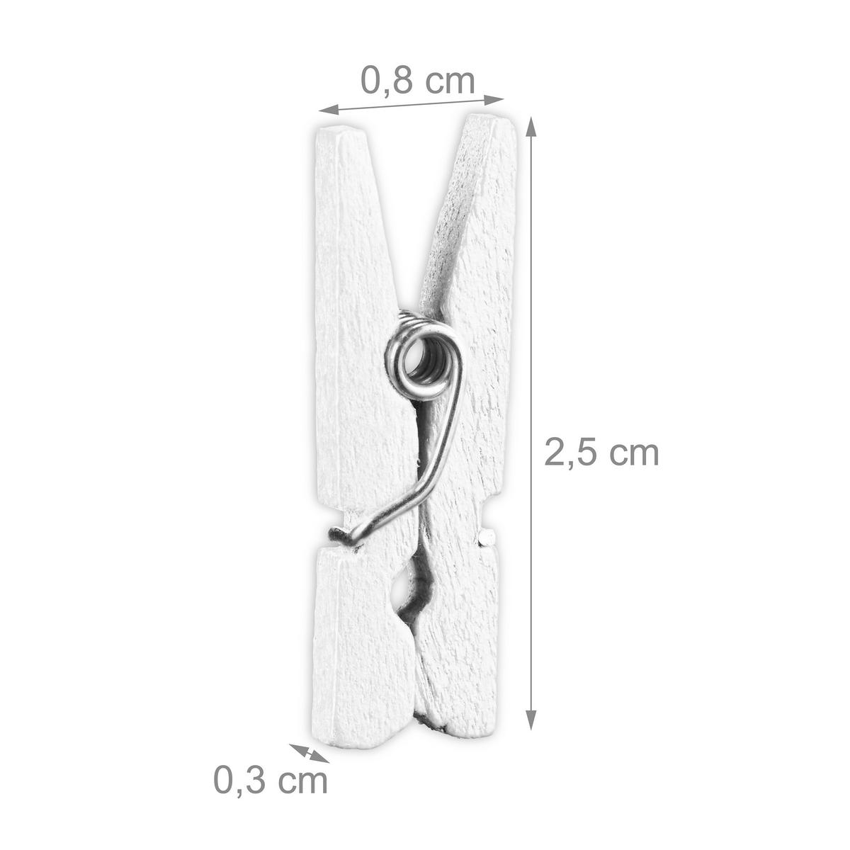 400XMINI-HOLZKLAMMERN - Weiß, Holz (0.8/2.5/0.3cm) - Relaxdays