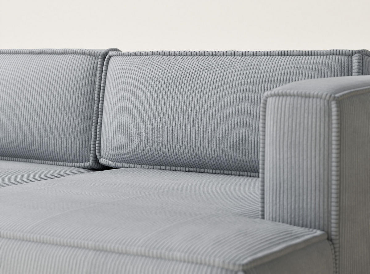 ECKSOFA MIT SCHLAFFUNKTION Velto Hellgrau Samtstoff - Hellgrau/Schwarz, Holz/Holzwerkstoff (250/152cm) - Maison de Reve