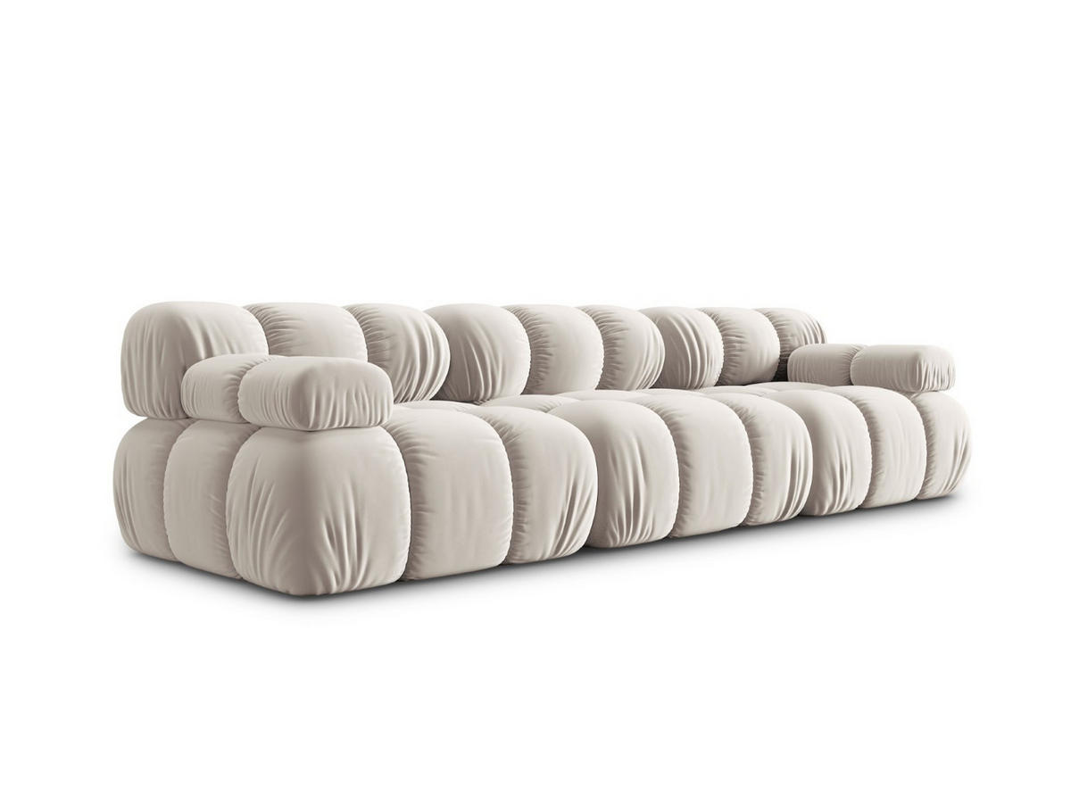 MODULARES-SOFA Bellis aus Samt leichtes beige 3 Sitzplätze - Creme, Textil (94/63/282cm) - Micadoni
