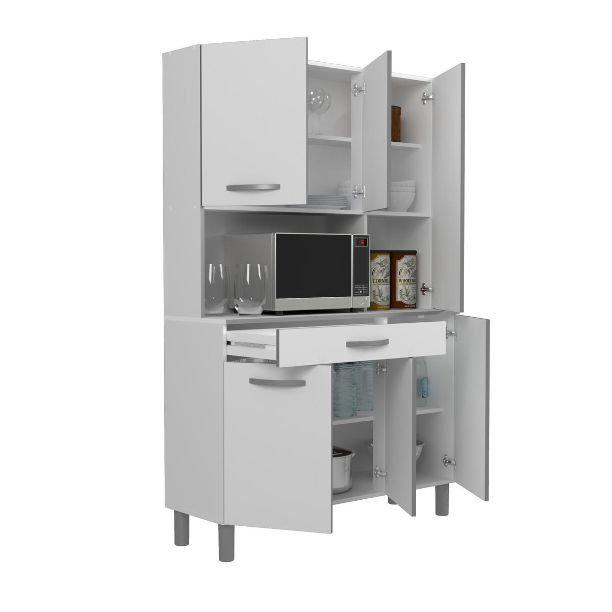 KÜCHENBUFFET Essential 22 in Weiß Küchenmöbel Küchenschrank - Weiß, Holzwerkstoff (80/200/120cm)
