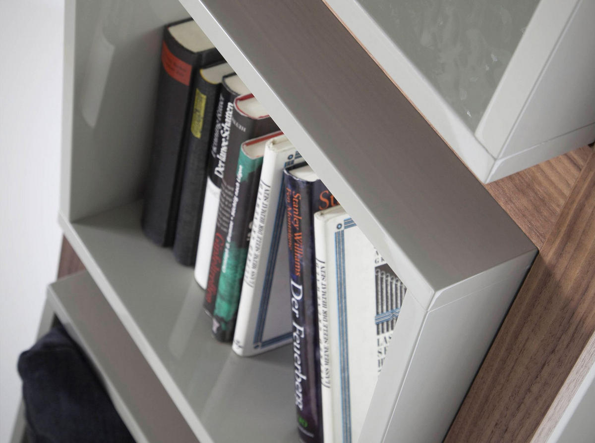 REGAL Walnuss-Würfelregal 50/41/200 cm - Walnussfarben/Grau, Holz (50/200/41cm) - ANGEL CERDA