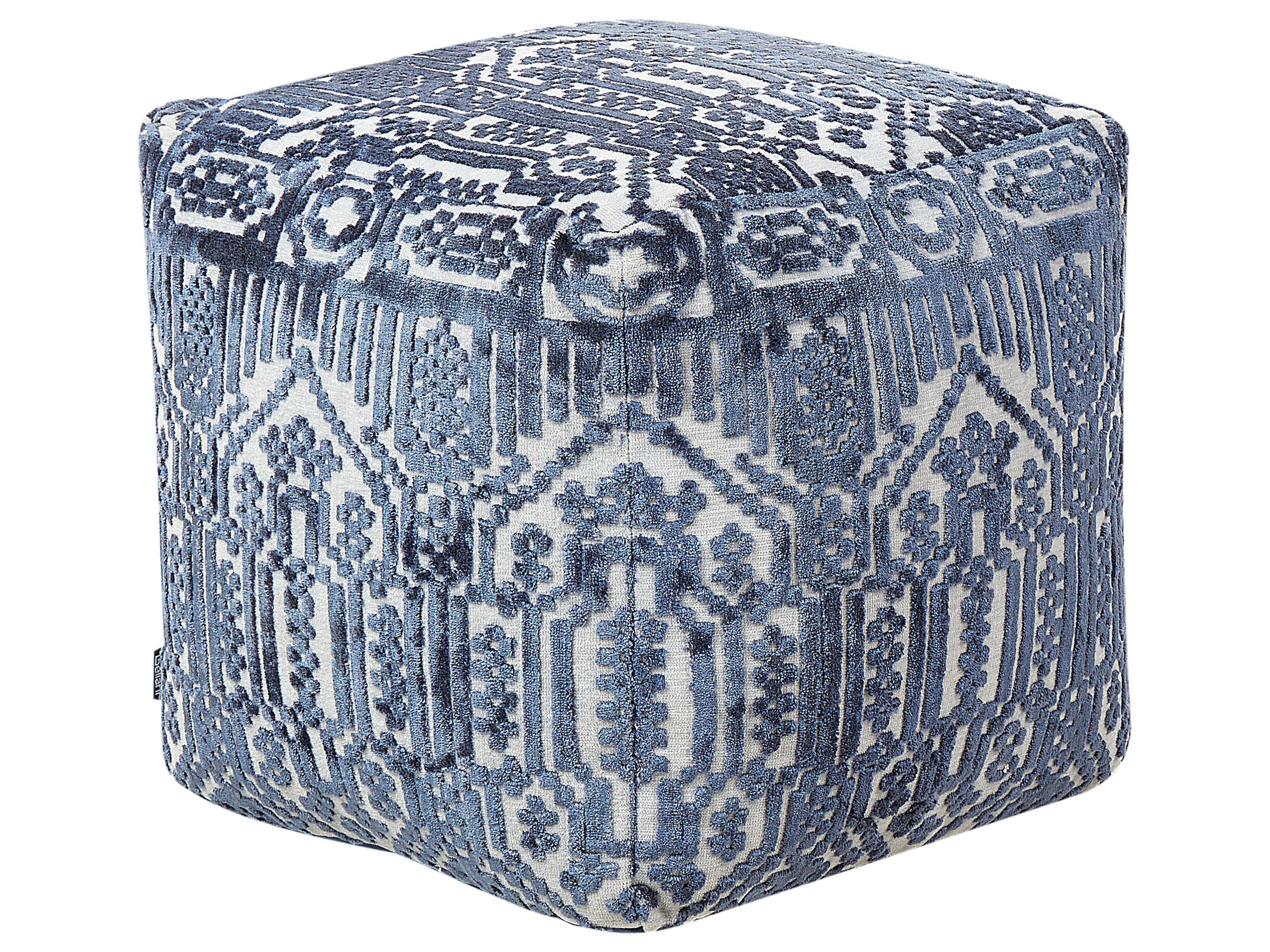 POUF Sanawan 45/45/45 cm - Blau, Naturmaterialien/Textil (45/45/45cm) - Beliani