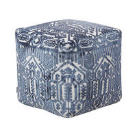 POUF Sanawan 45/45/45 cm - Blau, Naturmaterialien/Textil (45/45/45cm) - Beliani