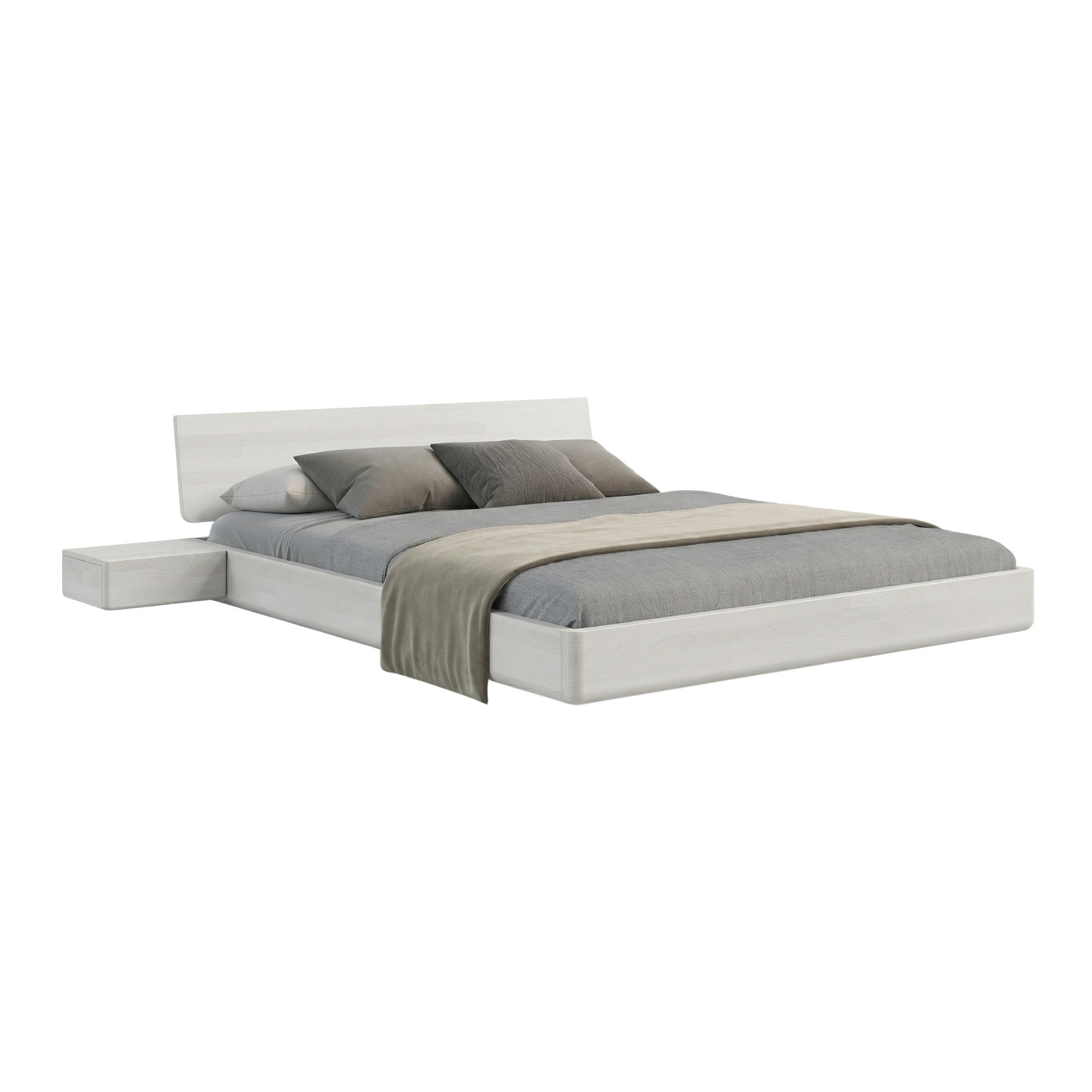 MASSIVHOLZBETT Lena mit 2 Nachttischen, 160/200, Buche - lackiert, Weiß - Weiß, Holz/Buchenholz (160/200cm) - Visby