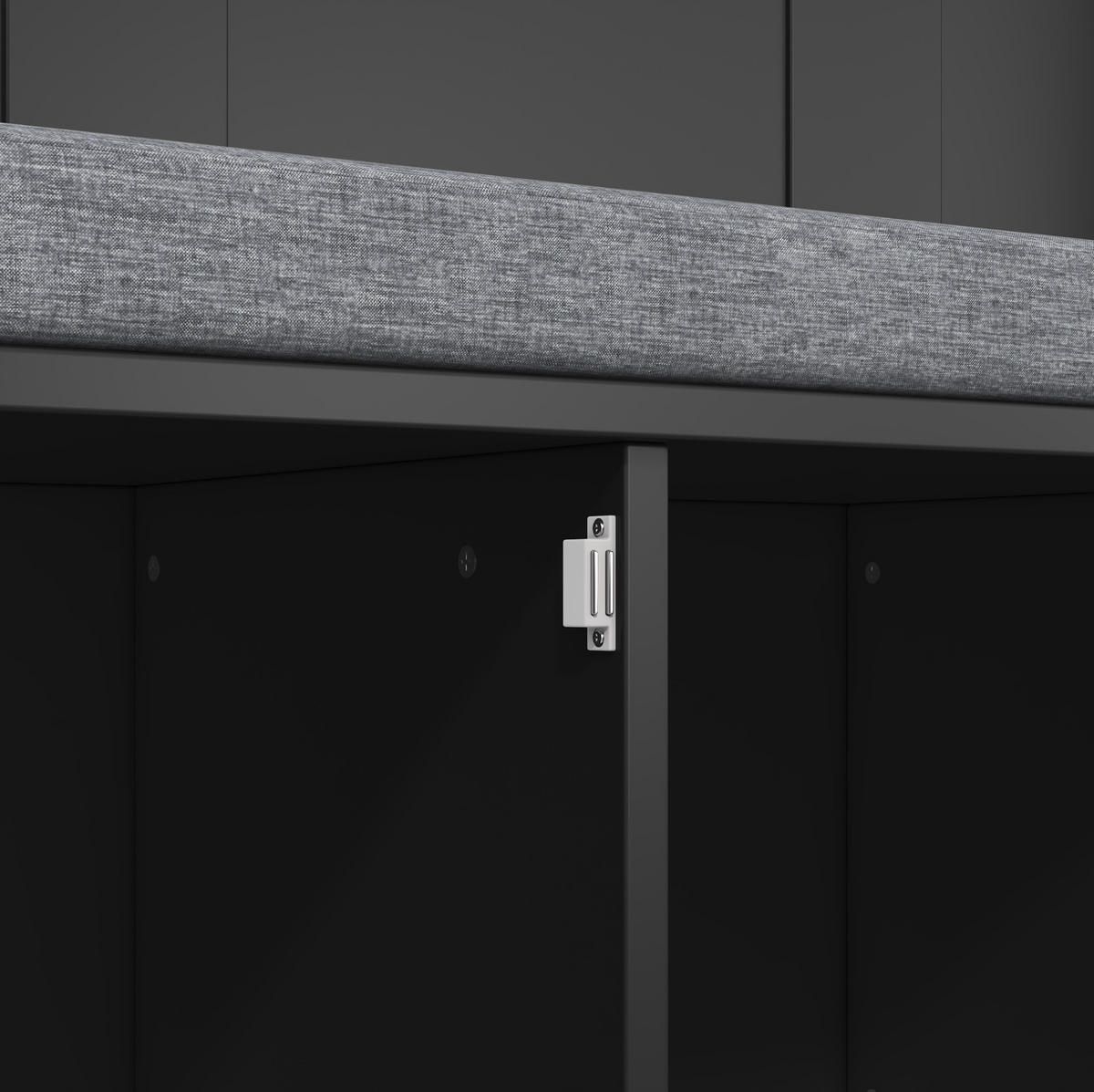 GARDEROBE 120/40/191 cm schwarz aus Spanplatte mit Sitzbank, Schuhregal und 6 Haken - Schwarz, Holzwerkstoff (120/191/40cm) - OKWISH