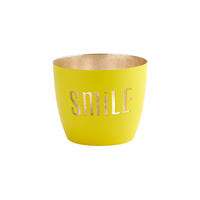 TEELICHTHALTER Madras Smile M, Eisen, Neon Gelb, Gold, 8.5 cm - Gelb, Metall (9cm) - Gift Company