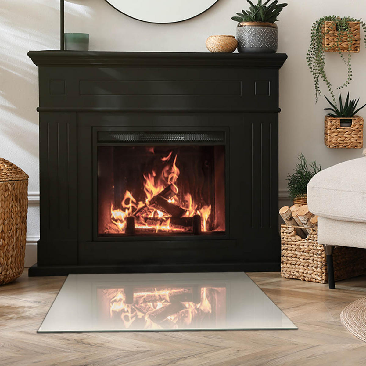 GLASPLATTE für Kamin 80x60 cm - Gelb, Glas (80/60/0.4cm) - TULUP