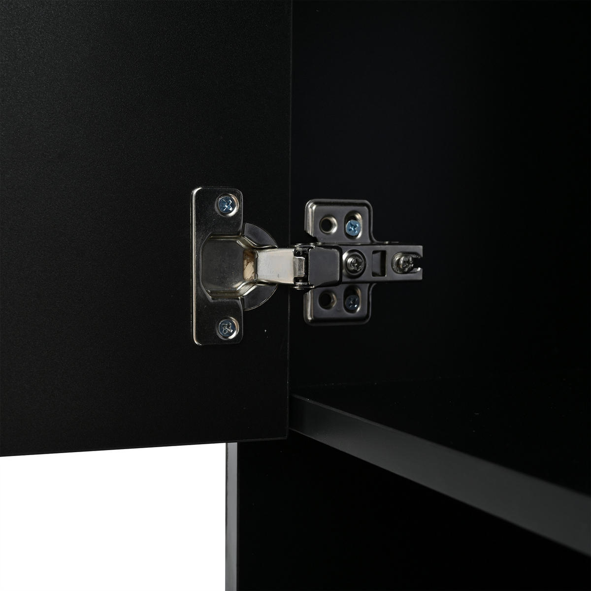 VITRINE in Schwarz Verkaufsvitrine mit LED-Beleuchtung und 1 Schublade für Wohnzimmer, B55/T38/H170cm - Schwarz/Weiß, Glas/Holzwerkstoff (55/170/38cm) - STILVORA