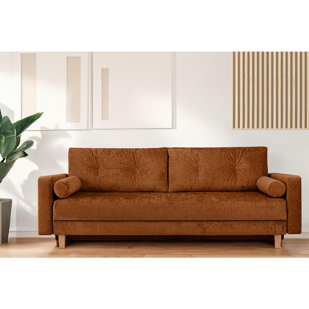 Thumbnail - Konsimo® 3-Sitzer-Schlafsofa, Rot, Textil, 220x80x100 cm, Wohnzimmer, Sofas & Couches, Schlafsofas
