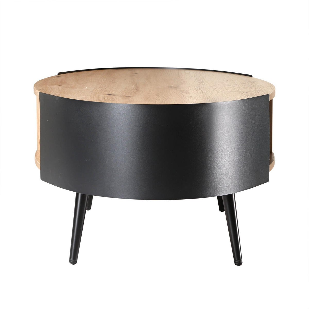 COUCHTISCH mit schwarzen Metallseiten 120/60/39 cm - Eschefarben, Holzwerkstoff (120/60/39cm) - Calicosy