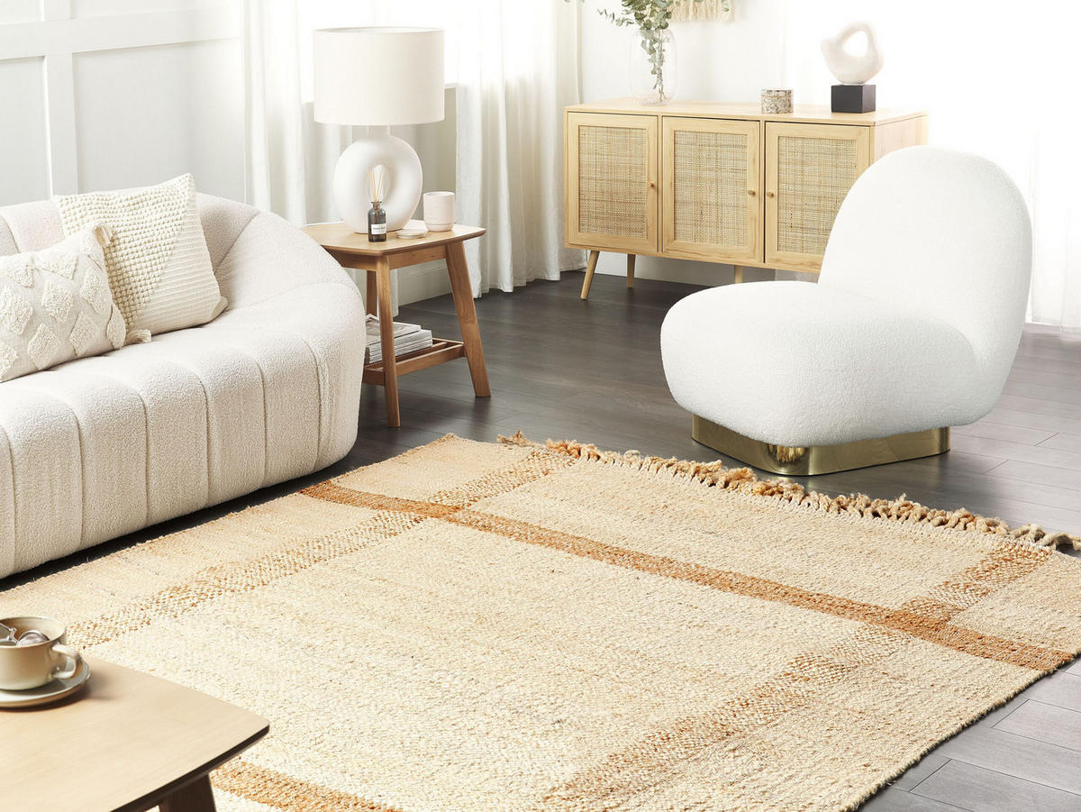 TEPPICH geflochten Yelmez 230/160 cm - Beige, Naturmaterialien (160/230cm) - Beliani