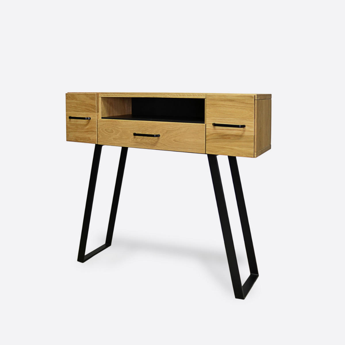 BEISTELLTISCH aus Massivholz und Metall mit Schubladen JORGEN - Eichefarben, Holz (100/90/30cm) - Rawood Furniture