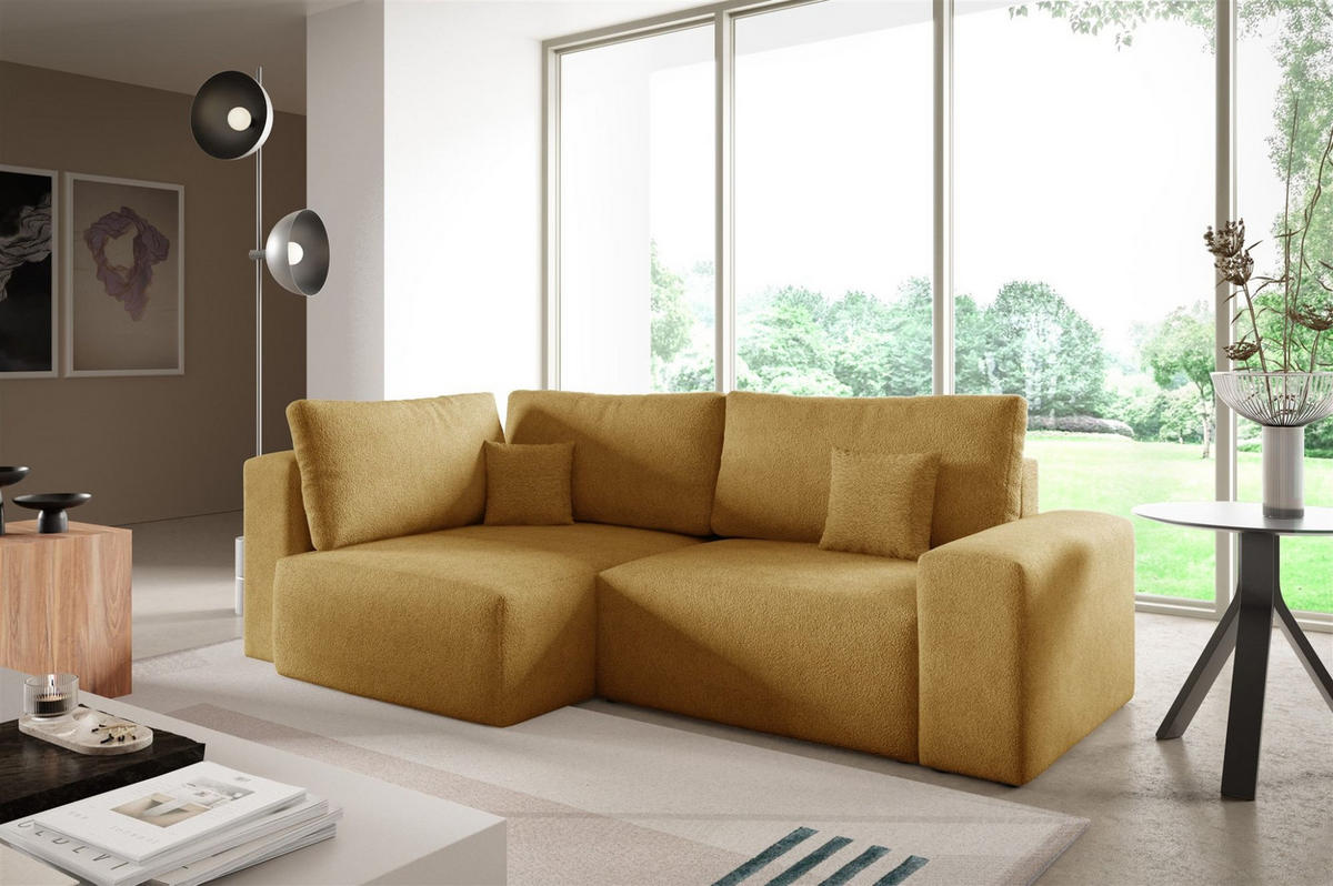 ECKSOFA Arona Mit Schlaffunktion - Gelb, Holzwerkstoff/Textil (148/253cm) - Fun Möbel