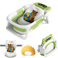 BABYBADEWANNE faltbare mit Badekissen, Thermometer, Duschhaube, Duschbürste, Typ 2 Grün - Grün, Kunststoff (67/42cm) - Kaket