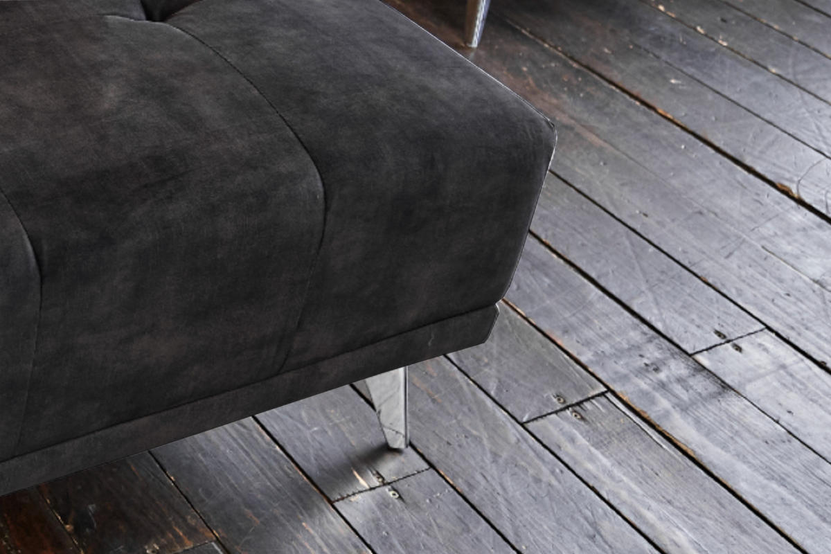HOCKER WIOLO Anthrazit Velvet - Anthrazit/Silberfarben, Textil (110/42/110cm) - KAWOLA