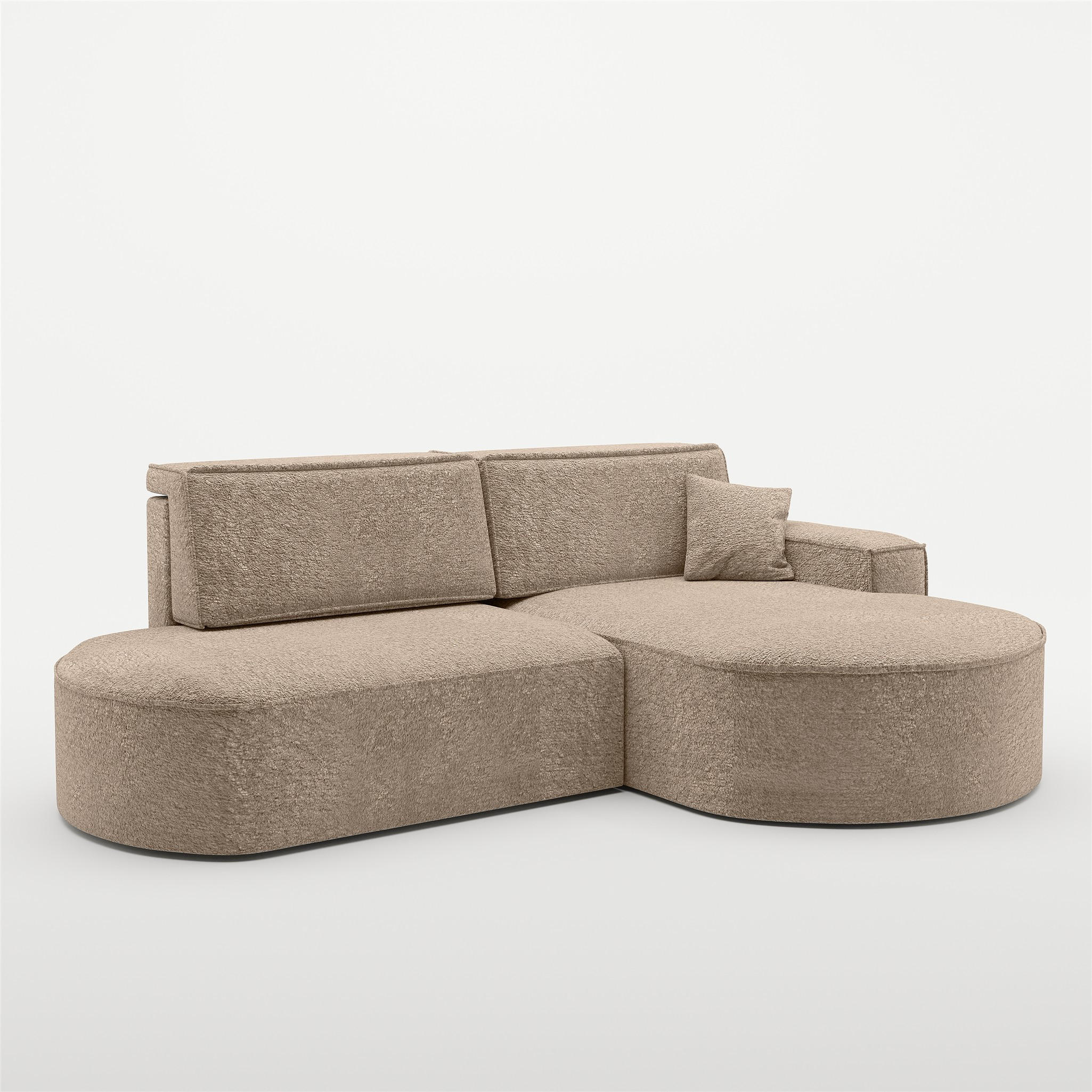 ECKSOFA Venedig Mit Schlaffunktion - Sandfarben, Holzwerkstoff/Textil (278/179cm) - Fun Möbel