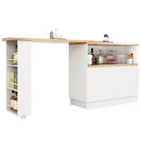 BAROVÁ skříňka 90/45/100 cm bílá z MDF s otočným designem 360° a skleněnými dveřmi - bílá, kompozitní dřevo (90/45/100cm) - OKWISH