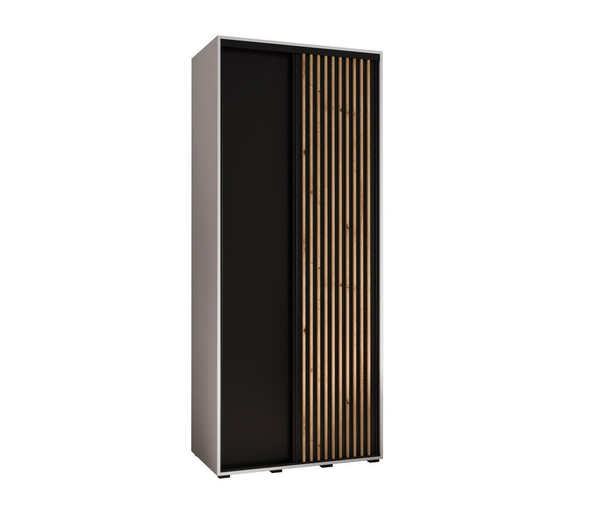 SCHWEBETÜRENSCHRANK 205,2/120/45 2-türig - Schwarz/Weiß, Holz/Metall (120/205.2/45cm) - Abiks Möbel
