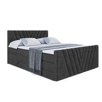 BOXSPRINGBETT ERNINA-Z KING - 160x200 - H3/H4 - Schwarz - Schwarz, Holzwerkstoff (160/200cm) - ALTDECOR