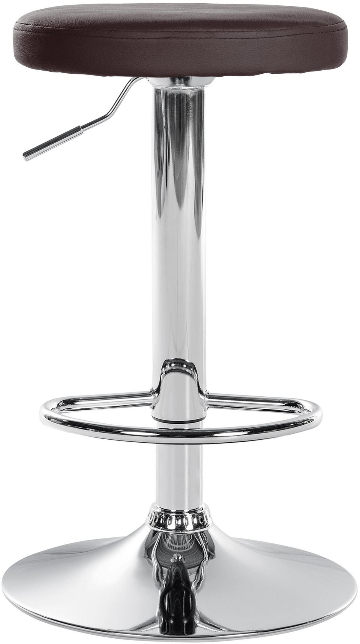 BARHOCKER Pontius Kunstleder chrom braun - Chromfarben/Braun, Kunststoff/Metall (38.5/81/38.5cm) - TPFLiving