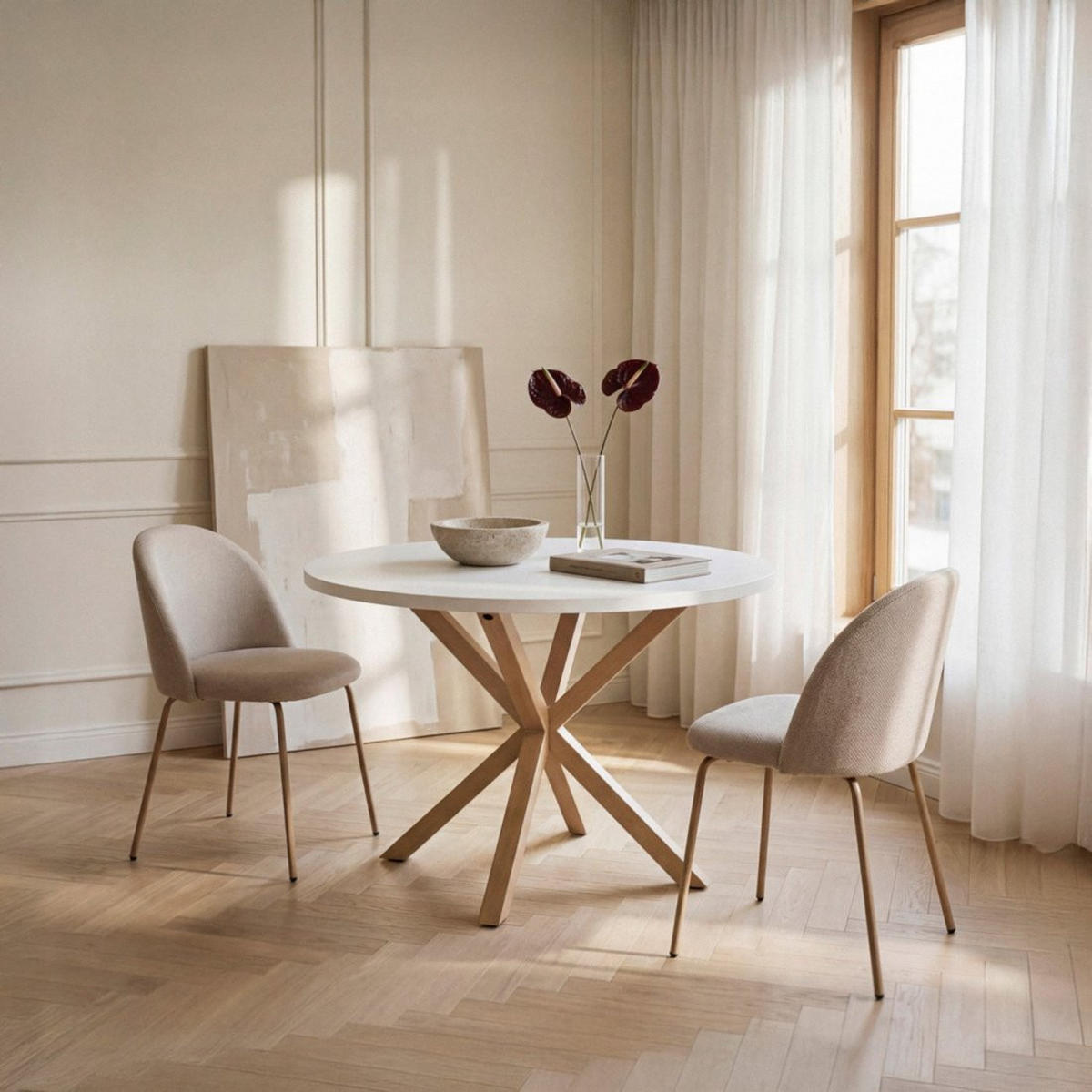 ESSZIMMERSTUHL Olivia Beige 48 cm x 81 cm 4er-Set - Beige, Textil (48/81/53cm) - Klast Home