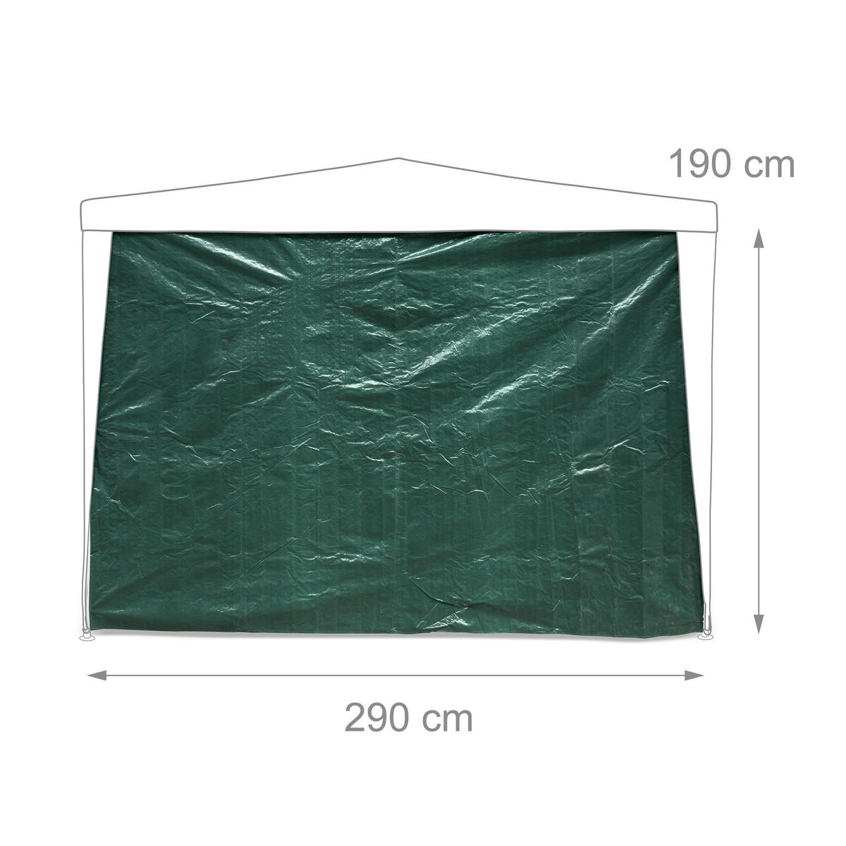 2xPAVILLONSEITENTEILE - Grün, Kunststoff (290/190/0.5cm) - Relaxdays