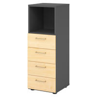 SCHUBLADENSCHRANK - 4 Schübe 42/40/110 cm in Graphitfarben/Ahornfarben - Ahornfarben/Graphitfarben, Holzwerkstoff (40/110/42cm) - bümö