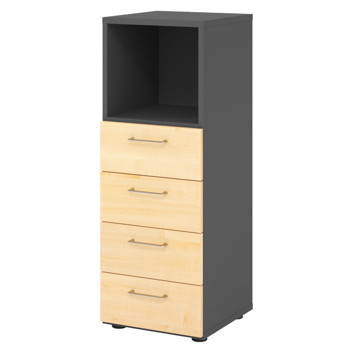 SCHUBLADENSCHRANK - 4 Schübe 42/40/110 cm in Graphitfarben/Ahornfarben - Ahornfarben/Graphitfarben, Holzwerkstoff (40/110/42cm) - bümö