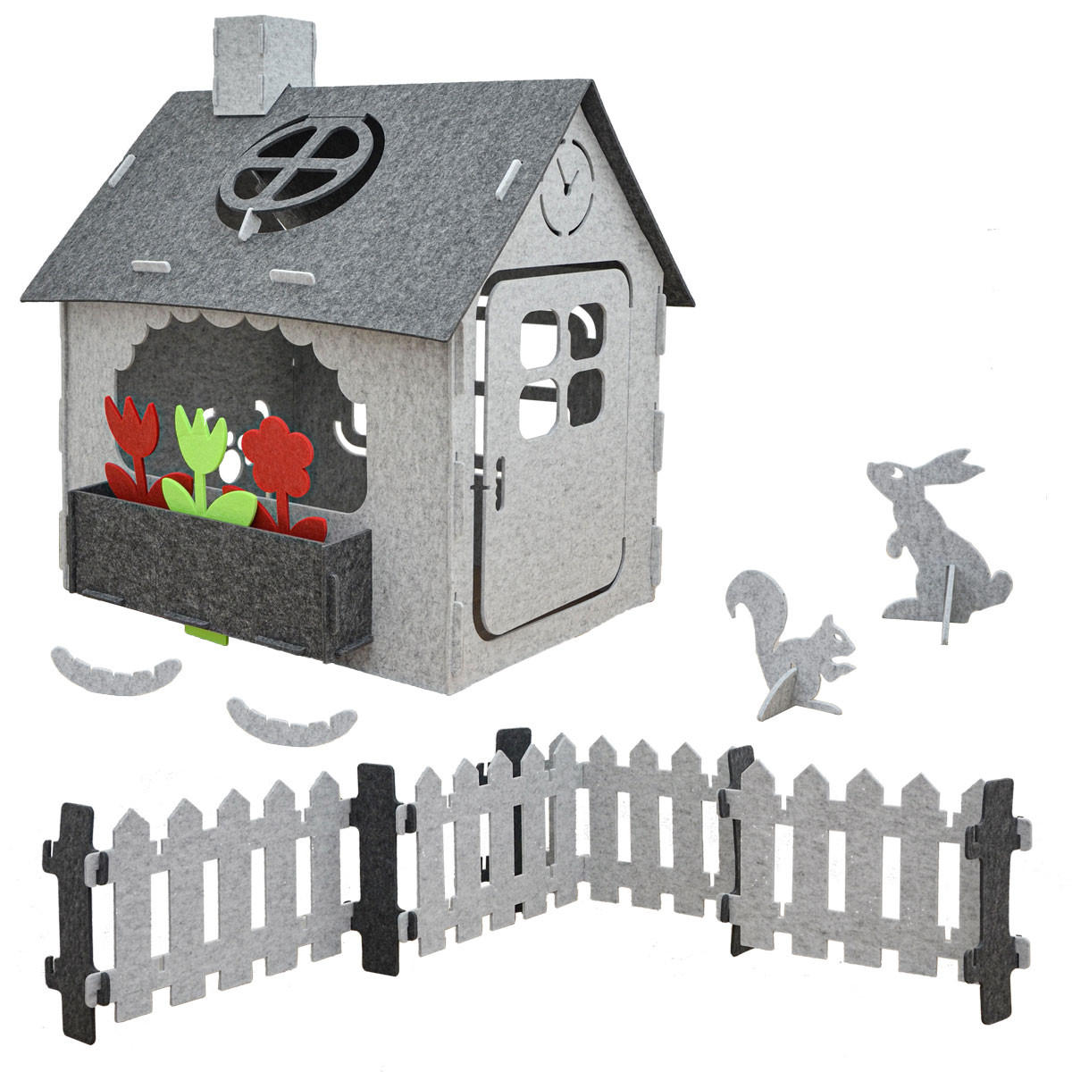 FILZ-SPIELHAUS 110/100/124 Grau - Grau, Kunststoff (100/125/110cm) - smalla