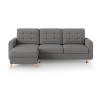 ECKSCHLAFSOFA Vinci mit universelle Ottomane, Grau - Buchefarben/Grau, Textil (236/151cm) - Beautysofa