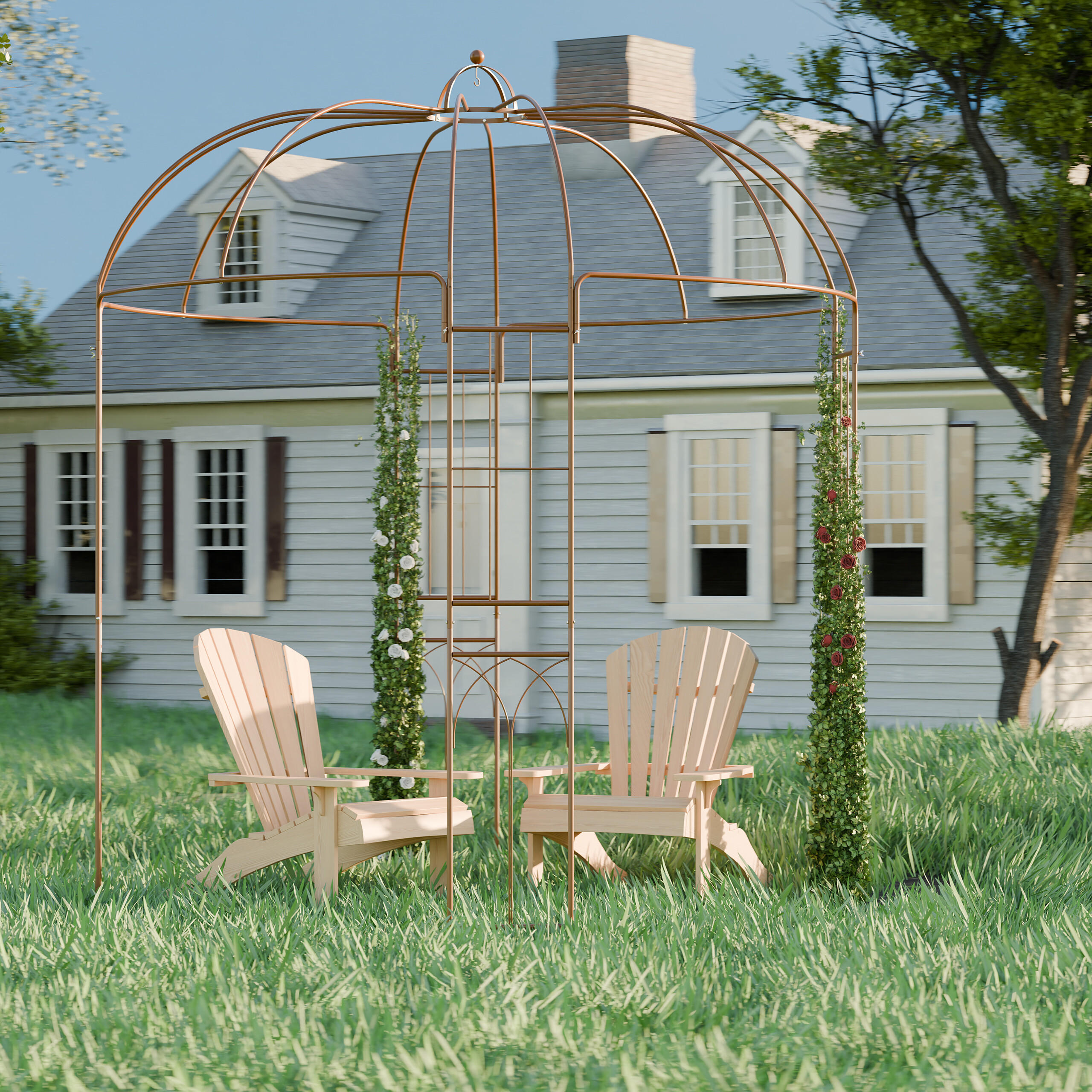 ROSENPAVILLON - Braun, Metall (211/269/211cm) - Relaxdays