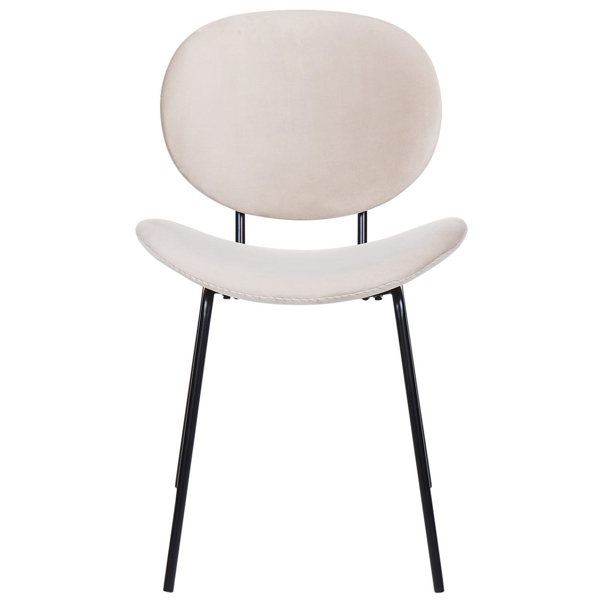 ESSZIMMERSTUHL 2er-Set Samtstoff hellbeige/schwarz Luana - Beige/Schwarz, Textil (50/80/52cm) - Beliani